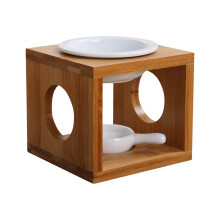 1Set Einzigartiger Aromabrenner Holz Weiß Keramik Tischdeko Duftofen