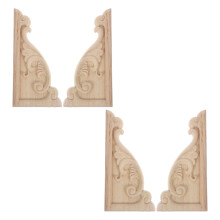 4pcs Wood Corner Onlays Unpainted Trim for Wall Door Cabinet