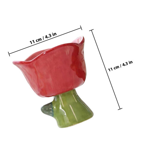 Rote Keramik Eisbecher, Tulpenform Dessert- Und Salatschale 1