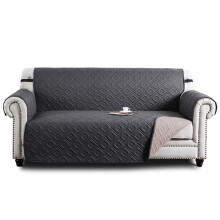 (3 Seater (Sofa), Light Grey & Dark Grey) Waterproof Reversible Two Tone Sofa Cover - Microfiber Quilted Couch Protector