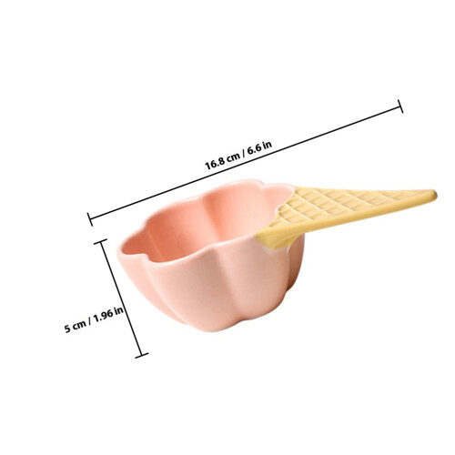 Ceramic Ice Cream Bowl with Handle Dessert Fruit Container 1