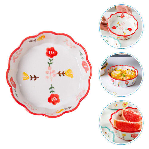 Ceramic Salad Bowl Dessert Breakfast Wave Pattern Bowl 2