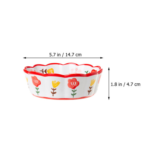 Ceramic Salad Bowl Dessert Breakfast Wave Pattern Bowl 1