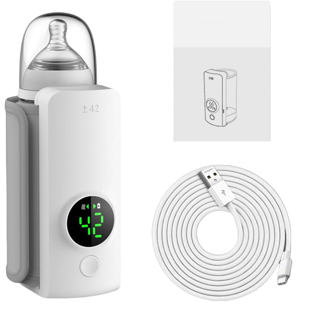 Portable Bottle Warmer with Temperature Control for Baby Feeding, Cordless Milk Heater, Compact and Lightweight Design