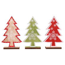 2Pcs Wooden Xmas Party Mini Trees Red Eco Friendly for Desktop Decor