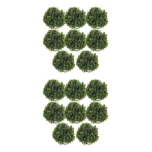 16pcs Artificial Grass Ball Pendant Green Leaves Decor 2