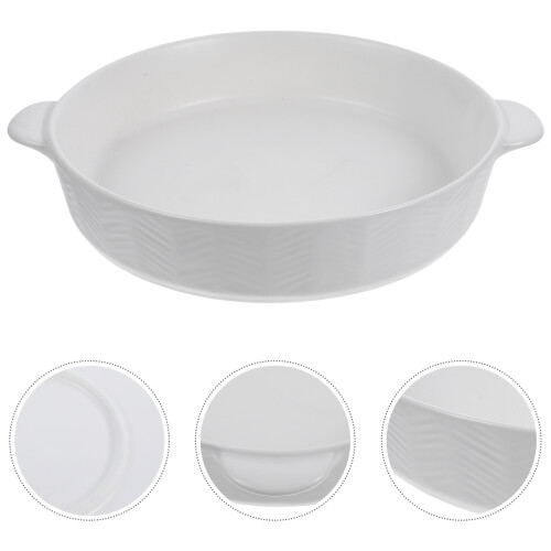 Round Ceramic Baking Dish with Double Handles Roasting Pan 2