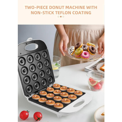 Doughnut Maker Nonstick Mini Donut Maker for 16 Vegan or Nut Donuts - Compact Snack Baking Machine, Easy Clean Design 1