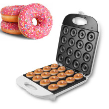 Doughnut Maker Nonstick Mini Donut Maker for 16 Vegan or Nut Donuts - Compact Snack Baking Machine, Easy Clean Design