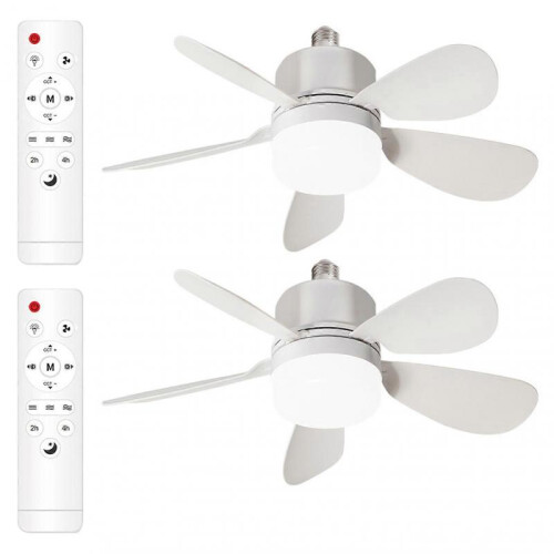 (2pcs) Remote Controlled Socket Fan Light Low Noise Airs Cooling Fan for Kitchen Garage