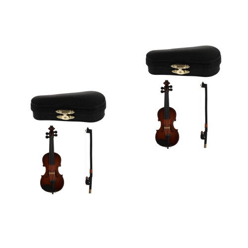 2sets Wood Mini Violin Model Realistic Photo Prop 1