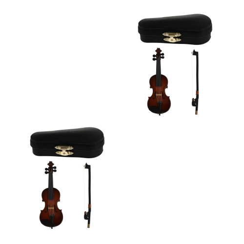 2sets Wood Mini Violin Model Realistic Photo Prop 2