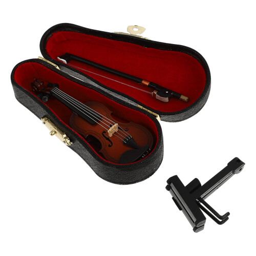 2sets Wood Mini Violin Model Realistic Photo Prop