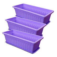 17 Inch Flower Window Box Planter - 3 Pack Plastic Vegetable Planters for Window Sill, Patio, Garden, Home Decor