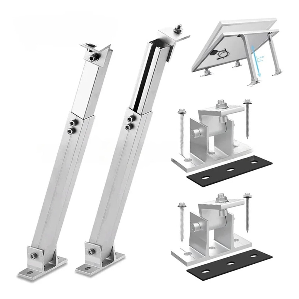 Adjustable Solar Panel Mount Brackets For Rv Roof - Durable Aluminum Tilt Brackets Compatible With Standard Panels 6447073420429