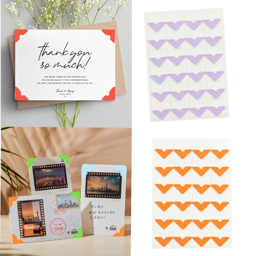 DIY Memory Book Adhesive Corner, 12Pieces,-orange color 1
