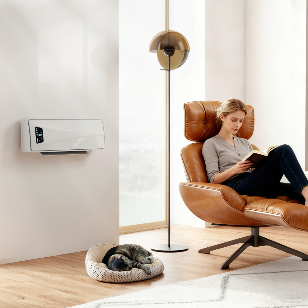 Homcom Unisex White 2000W Ceramic Electric Heater With Fan, Wall Heater In - Image 5