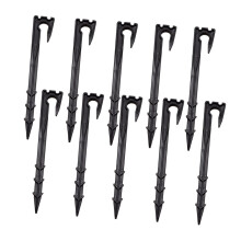 Durable Ground Stakes for Drip Irrigation 10pcs Black Garden Fixing Rods Multi-Purpose Support Nails for Home and Agriculture