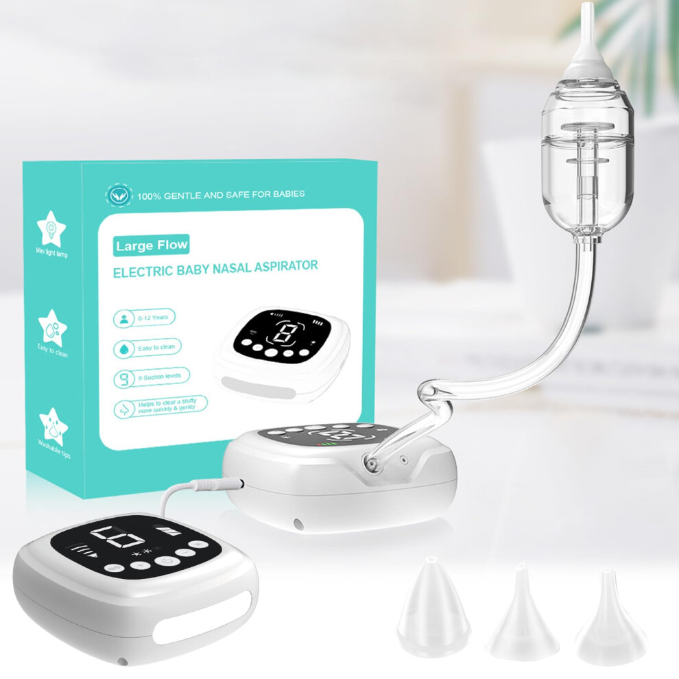 Baby Electric Nasal Aspirator for Infants – Portable, Quiet, Easy to Clean, Safe Silicone Tips, Battery Operated