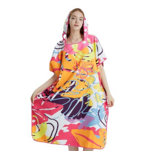 Towel Poncho for Adults, Quick-Dry Surfing Beach Robe, Orange Changing Poncho Towel, Lightweight Swim Cover-Up