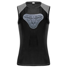 Youth Protective Shirt Black Sleeveless Vest with Chest Padding for Football Basketball Breathable Spandex Size Options