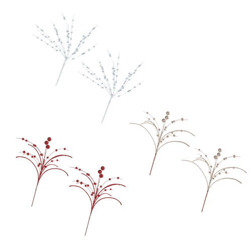 Artificial Berries Branch 52cm Christmas Holly Berries-Silver 2