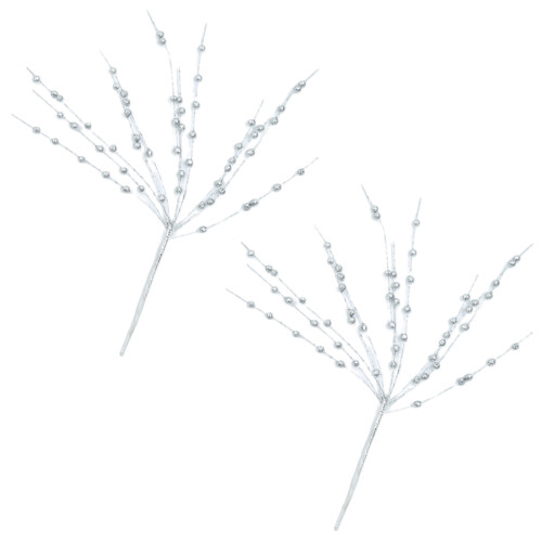 Artificial Berries Branch 52cm Christmas Holly Berries-Silver