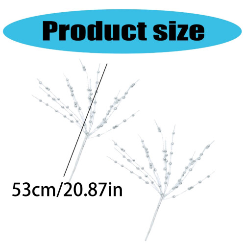 Artificial Berries Branch 52cm Christmas Holly Berries-Silver 1