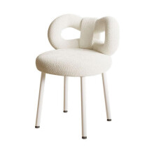 Elegant Vanity Stool with Bowknot Backrest Adjustable Makeup Chair Armless Dressing Seat in Stylish White for Bedroom and Living Room