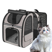 Expandable Cat Carrier Backpack – Breathable Foldable Travel Bag for Cats – Grey with Black Anger – Outdoor Use