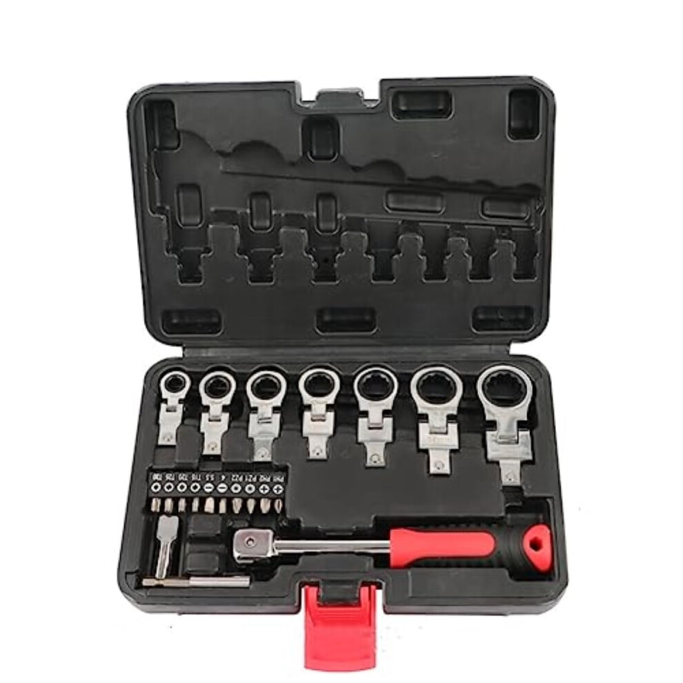 Flex Head Ratchet Wrench Set 20Pcs 8Mm-19Mm Changeable Torx Head Multi Tool With Case For Mechanics And Diy 6038364092847