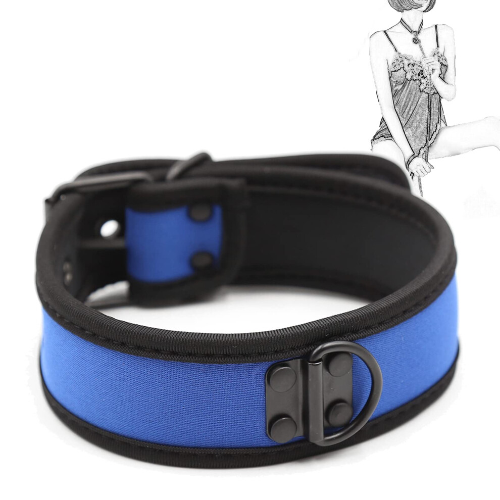 Bondage Collar Neoprene Adjustable Collar with Metal Ring for SM Fetish Games - Female Couples Sex Toy