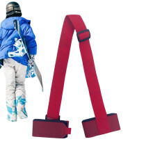 Ski Strap - Adjustable Portable Ski Belt with Nylon Straps, Comfortable Shoulder Holder for Mountain Skiing, Red