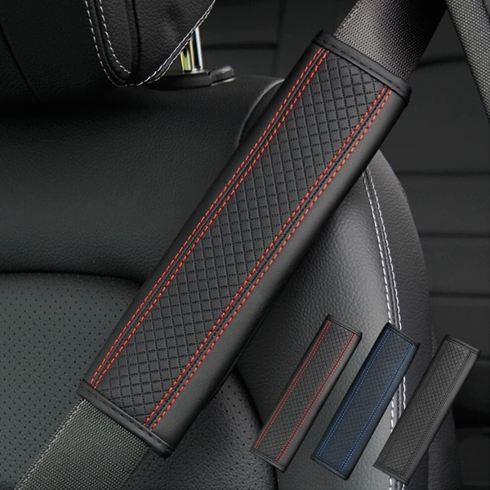 2Pcs Car Seat Belt Cover For Ford Ranger T9 2023 2024, Breathable Leather Neck Shoulder Protection, Red 6447073422355