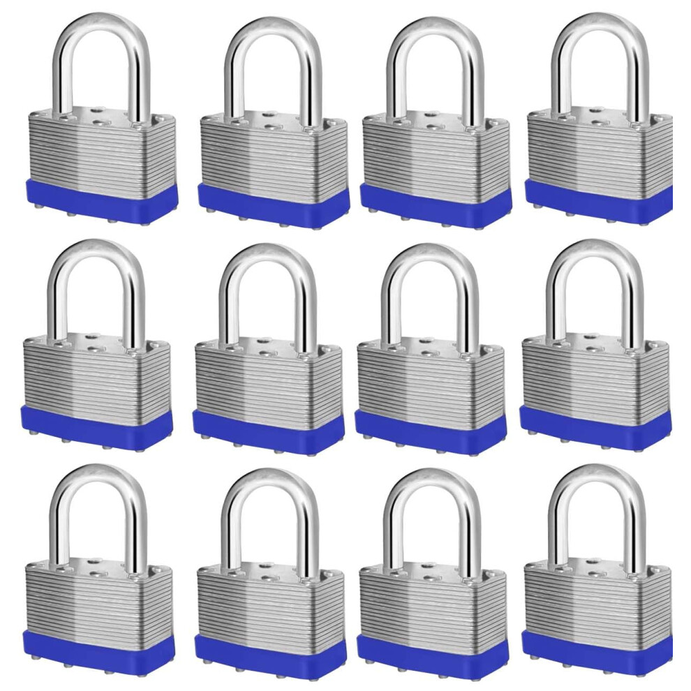 12 Keyed-Alike Padlocks 40Mm Hardened Steel Case With 24 Keys For Hasp Latch Sheds Fences Storage Lockers 12 Pack 6038364093837