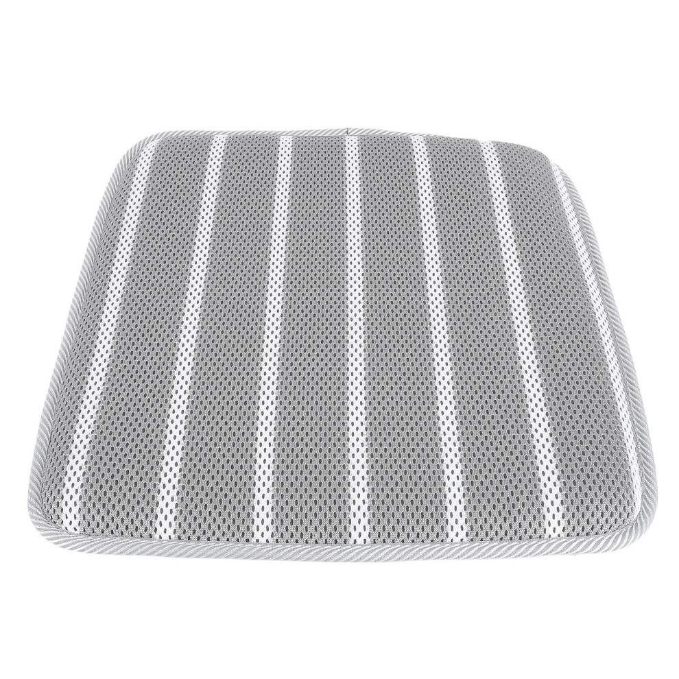 Shower Seat Cushion, Soft 4D Mesh Fabric Pad for Shower Chairs, Breathable Gray White Striped Design for Shower Benches