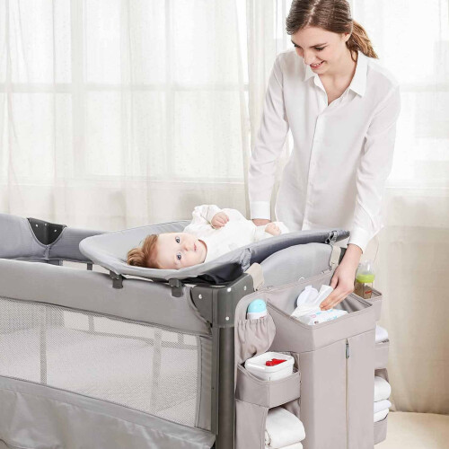 Space Saving Baby Bedsides Organizers Durable Fabric-Pink 1