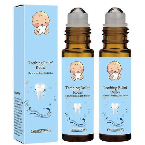 (2pcs) 1-5x Teething Roller Natural Gentle Care Relief Roller