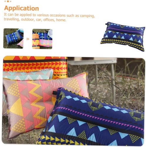 Inflatable Camp Pillow for Travel, Compact Ethnic Style, Comfortable Multi-Function Sleep Support for Camping, Car, Office 2