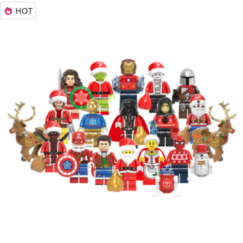 20PCS Mini Doll Superhero Reindeer Christmas Minifigures Toys Fit Lego