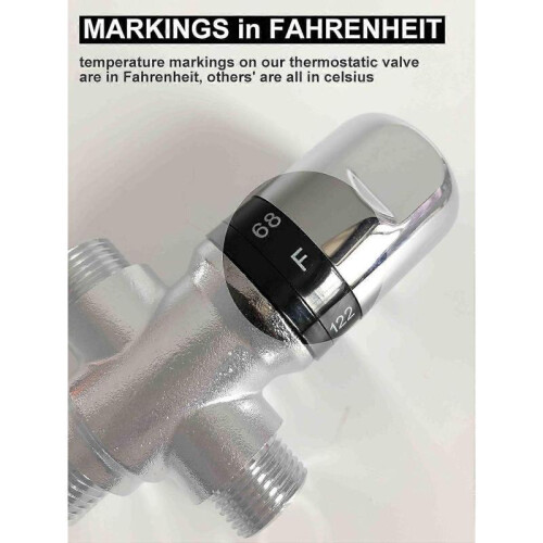 Three-way Thermostatic Mixing Valve,1/2 Connections,Solid Brass 1