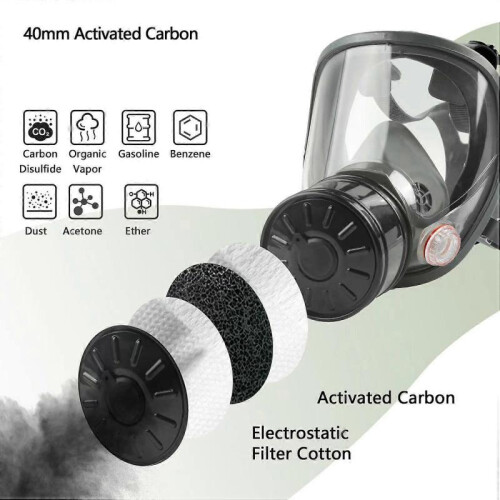 Full Face Mask, Mask Nuclear and , with 40mm Activated Carbon Filter, Reusable 1