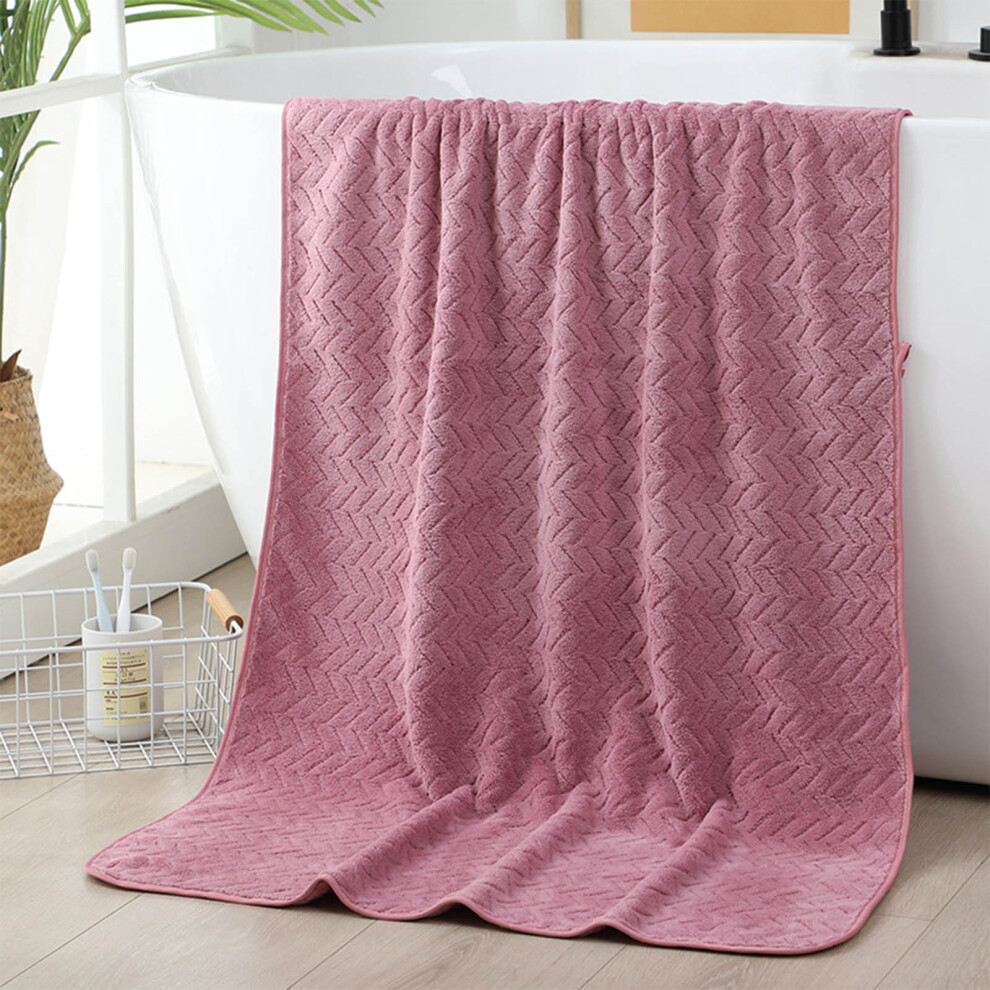 (Purple) Velvet Bath Towel Towel For Adult Daily Use At Home Absorbent Dry Hair Towel That Does Not Hair Beach Towel Strip Patterned Bath Towel-image-OPC-PKBP26P-NEW