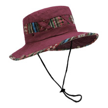National Styles Foldable Fisherman Hat Ethnic Fashion-Wine red