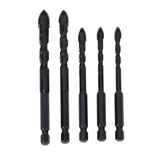 5PCS Masonry Drill Bits Set 6mm-12mm Cemented Carbide, 1/4" Hex 1