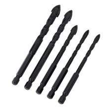 5PCS Masonry Drill Bits Set 6mm-12mm Cemented Carbide, 1/4" Hex