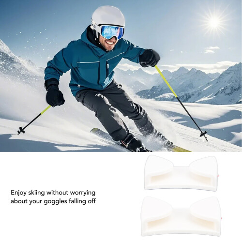 2pcs Ski Goggle Clips for Helmet Securing, Easy Install, White 2