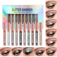 10 Colors Liquid Glitter Eyeshadow Set, Metallic Glitter Shimmer Naked Smokey Eye Looks Waterproof Long Lasting Quick-Drying Eye Shadow