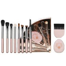 (Rose Gold) 10 In 1 Eye Makeup Brush Set, Eyeshadow Brush, Concealer Brush, Mascara Brush, Sponge Puff for Eye Liner, Blending, Eyebrow Shaping