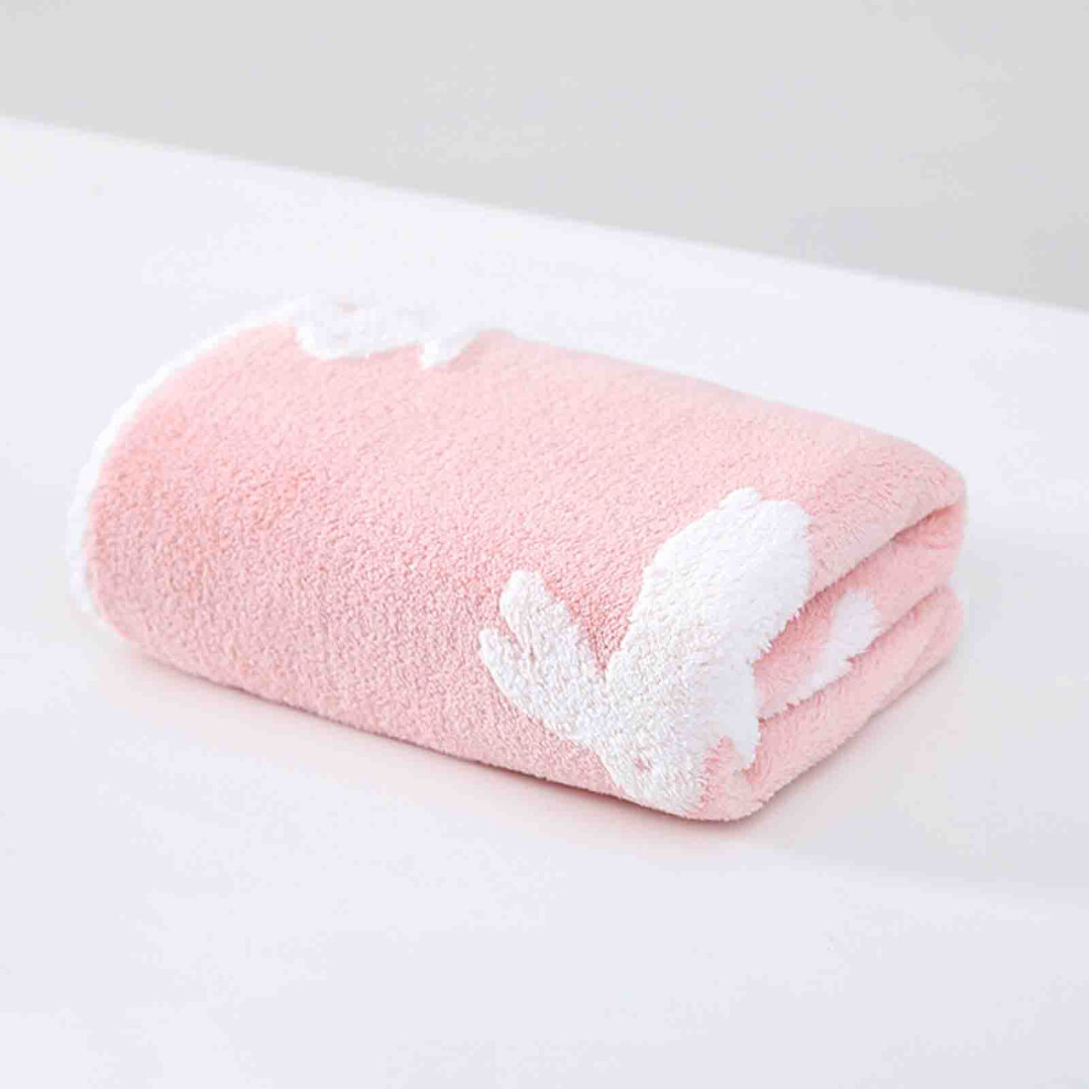 (Pink) Super Soft Velvet Rabbits Jacquards Hand Towel Super Absorbent Drying Gentle And Friendly